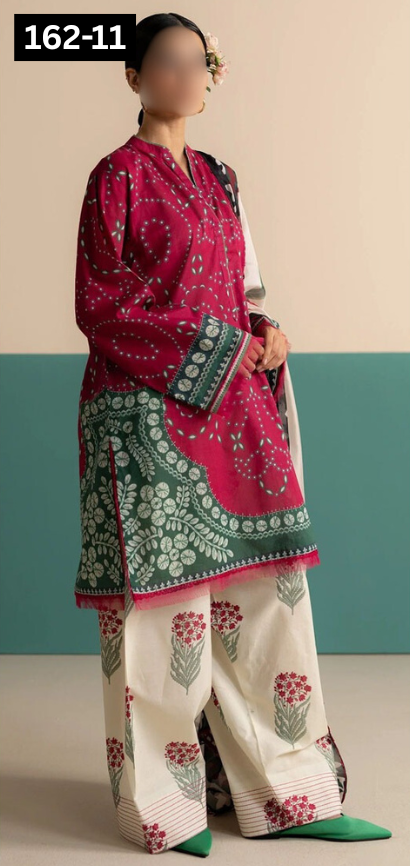VOL 162 | DS 11 | DIGITAL PRINTED LINEN 3PC LINEN DUPATTA