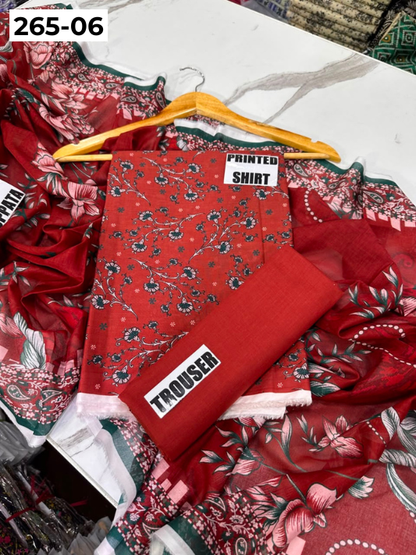VOL 265 | DS 06 | LALA CLASSIC | DIGITAL PRINTED 3PC LAWN SHIRT, DYED TROUSER, PRINTED VOIL DUPATTA