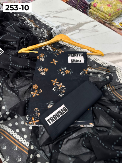 VOL 253 | DS 10 | GULNAAR | DIGITAL PRINTED 3PC LAWN SHIRT, DYED TROUSER, PRINTED VOIL DUPATTA