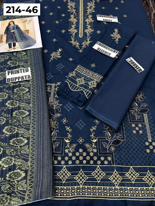 VOL 214 | DS 46 | LAWN LUXURY EMBROIDERED 3PC