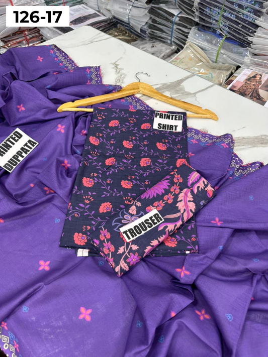 VOL 126 | DS 17 | DIGITAL PRINTED LAWN 3PC VOIL LAWN DUPATTA