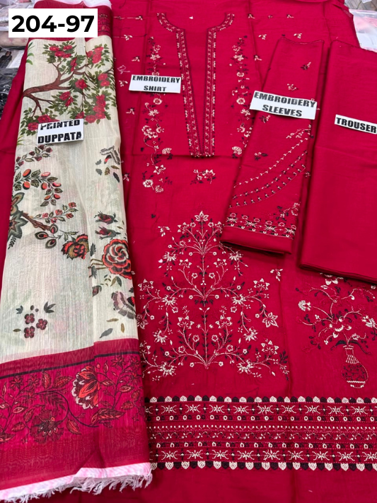 Vol 204 | DS 97 | LAWN EMBROIDERED THREE PIECE COLLECTION