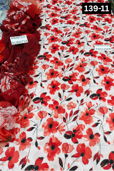 VOL 139 | DS 11 | DIGITAL PRINTED LAWN 3PC BAMBER CHIFFON DUPATTA