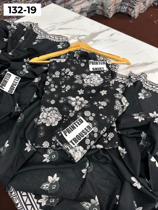 VOL 132 | DS 19 | DIGITAL PRINTED BANADORA LAWN 3PC VOIL LAWN DUPATTA