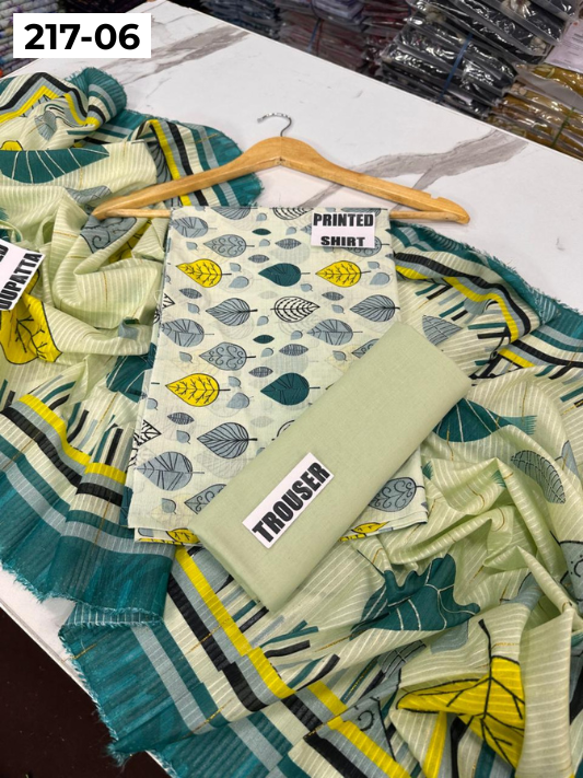 VOL 217 | DS 06 | BinSaeed LAWN DIGITAL PRINTED BANADORA LAWN SHIRT PLAIN TROUSER TARKASHI FANCY DUPATTA