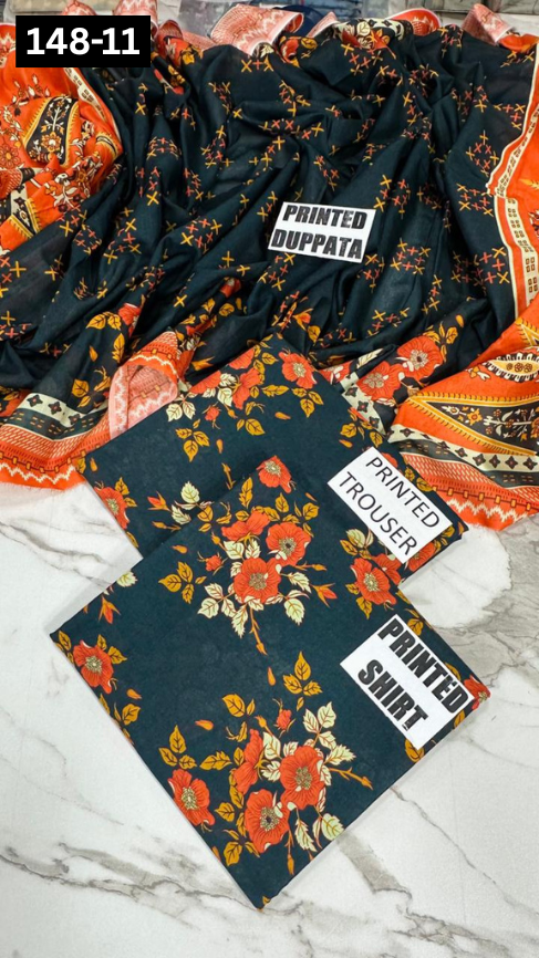 VOL 148 | DS 11 | DIGITAL PRINTED LAWN 3PC VOIL LAWN DUPATTA