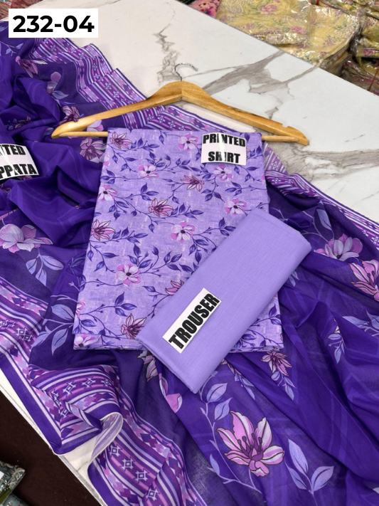 VOL 232 | DS 04 | Sapphire LAWN |  DIGITAL PRINTED LAWN THREE PIECES LAWN SHIRT LAWN DUPATTA