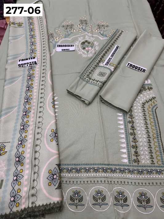 VOL 277 | DS 06 | DHANAK EMBROIDERED WOOL SHAWL 3PC