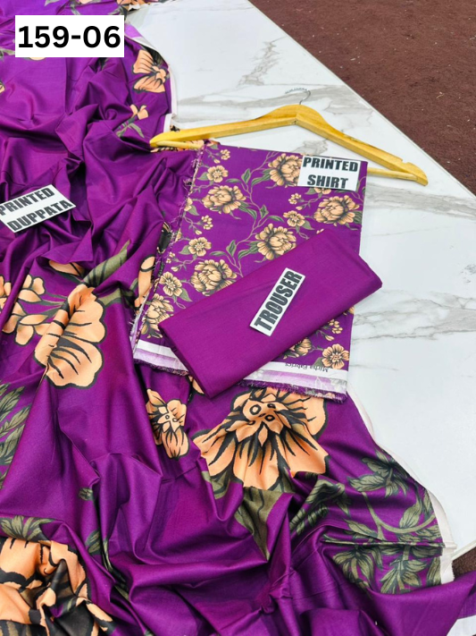 VOL 159 | DS 06 | DIGITAL PRINTED LINEN 3PC LINEN DUPATTA