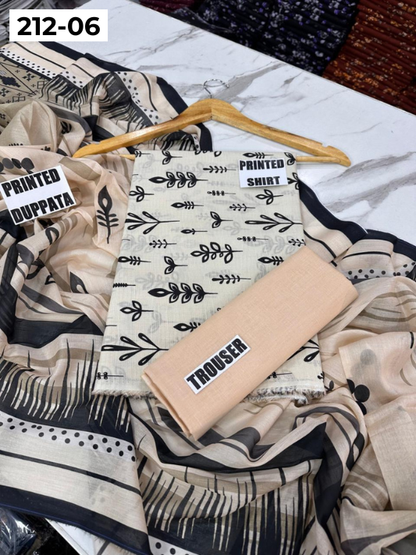 VOL 212 | DS 06 | DIGITAL PRINTED BANADORA LAWN SHIRT PLAIN TROUSER VOIL LAWN DUPATTA