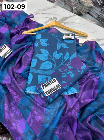 VOL 102 | DS 09 | DIGITAL PRINTED TANA DORA LAWN 3PC VOIL LAWN DUPATTA