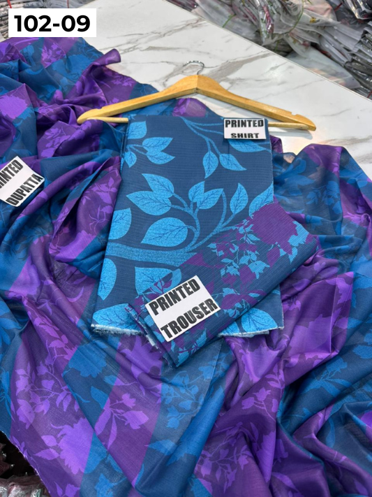 VOL 102 | DS 09 | DIGITAL PRINTED TANA DORA LAWN 3PC VOIL LAWN DUPATTA