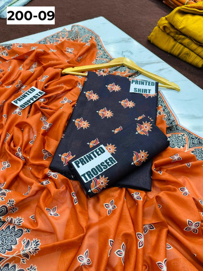 VOL 200 | DS 09 | DIGITAL PRINTED BANADORA LAWN 3PC VOIL LAWN DUPATTA