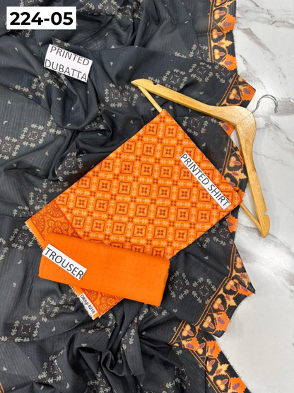 VOL 224 | DS 05 | Alkaram Studio LAWN |  DIGITAL PRINTED BANADORA LAWN SHIRT PLAIN TROUSER TANADORA LAWN DUPATTA