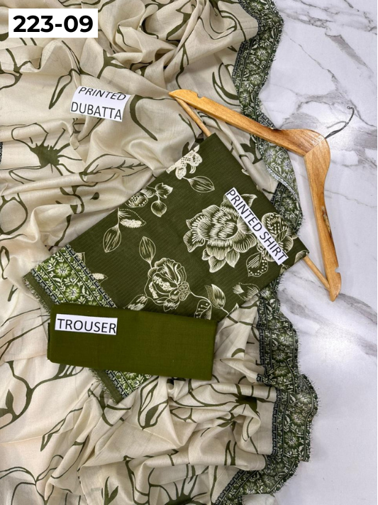 VOL 223 | DS 09 | SAPPHIRE LAWN | DIGITAL PRINTED BANADORA LAWN SHIRT PLAIN TROUSER VOIL LAWN DUPATTA