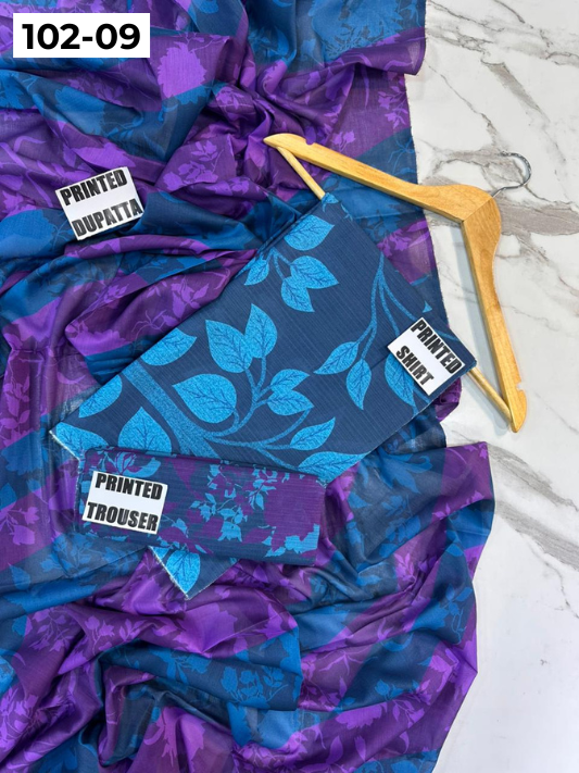 VOL 102 | DS 09 | DIGITAL PRINTED TANA DORA LAWN 3PC VOIL LAWN DUPATTA