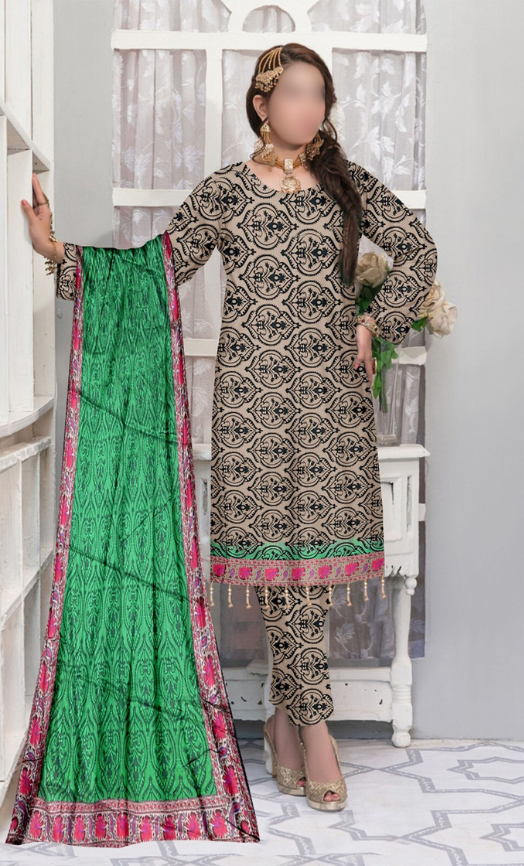 VOL 142 | DS 12 | DIGITAL PRINTED LAWN 3PC VOIL LAWN DUPATTA