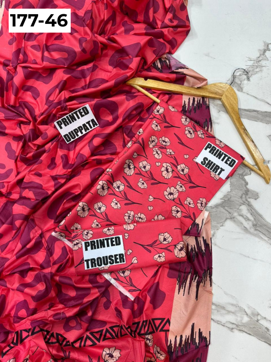 VOL 177 | DS 46 | DIGITAL PRINTED LINEN 3PC LINEN DUPATTA