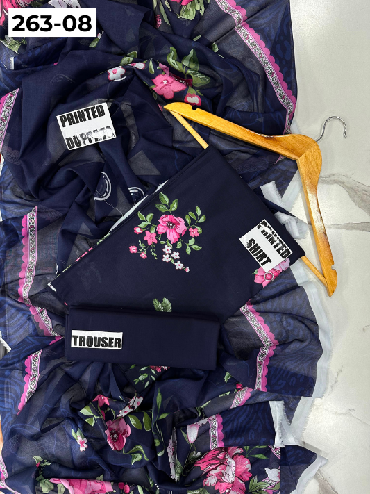 VOL 263 | DS 08 | RIWAYAT By SHANAYA | DIGITAL PRINTED 3PC LAWN SHIRT, DYED TROUSER, PRINTED VOIL DUPATTA