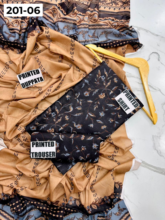 VOL 201 | DS 06 | DIGITAL PRINTED BANADORA LAWN 3PC VOIL LAWN DUPATTA