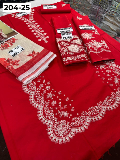 Vol 204 | DS 25 | LAWN EMBROIDERED THREE PIECE COLLECTION