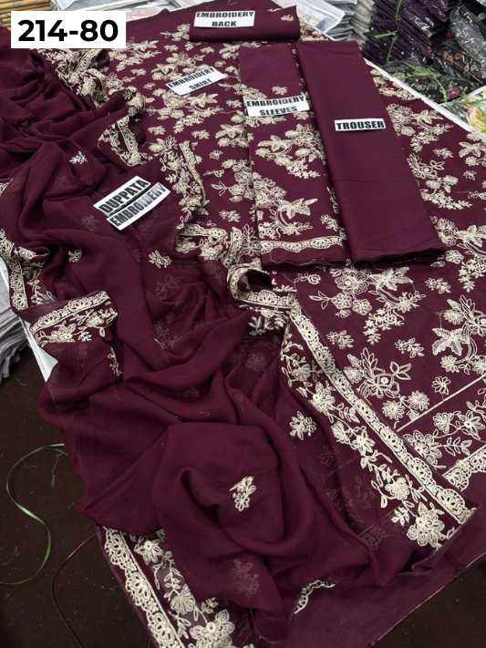 VOL 214 | DS 80 | LAWN LUXURY EMBROIDERED 3PC