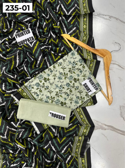 VOL 235 | DS 01 | Mirha LAWN |  DIGITAL PRINTED LAWN 3PC PRINTED LAWN SHIRT PLAIN TROUSER PRINTED LAWN DUPATTA