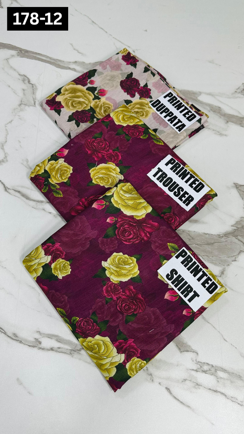 VOL 178 | DS 12 | DIGITAL PRINTED KHADDAR 3PC KHADDAR DUPATTA