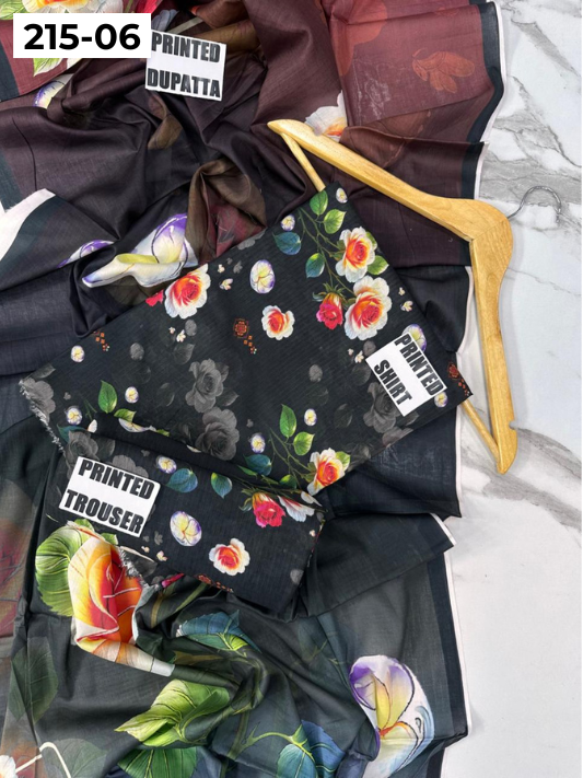 VOL 215 | DS 06 | DIGITAL PRINTED BANADORA LAWN 3PC VOIL LAWN DUPATTA