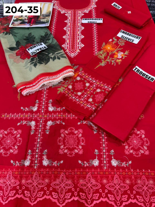 Vol 204 | DS 35 | LAWN EMBROIDERED THREE PIECE COLLECTION