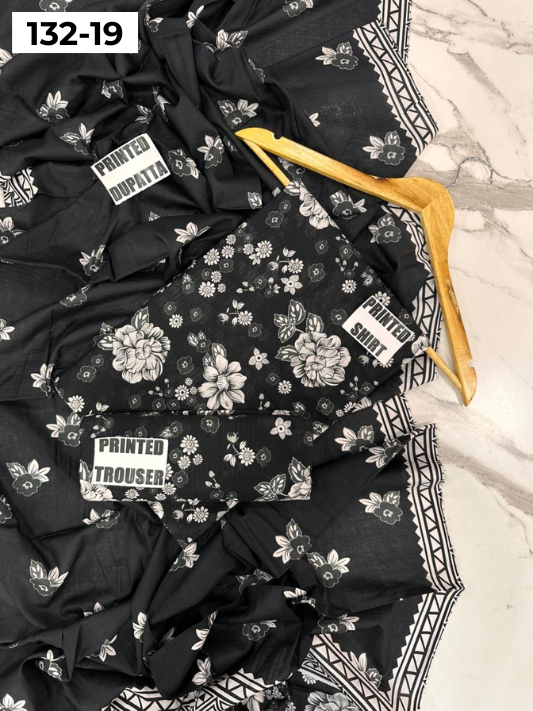 VOL 132 | DS 19 | DIGITAL PRINTED BANADORA LAWN 3PC VOIL LAWN DUPATTA