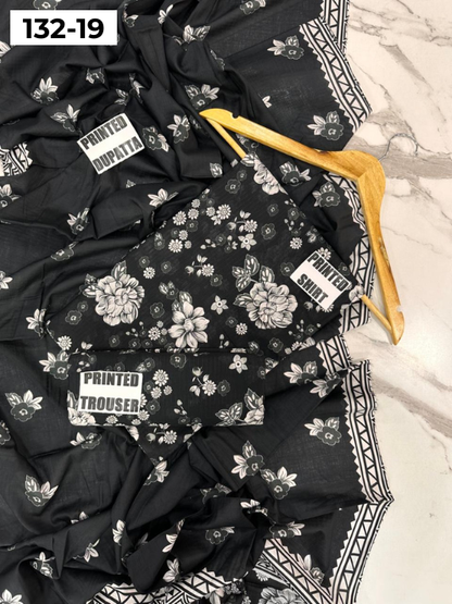 VOL 132 | DS 19 | DIGITAL PRINTED BANADORA LAWN 3PC VOIL LAWN DUPATTA