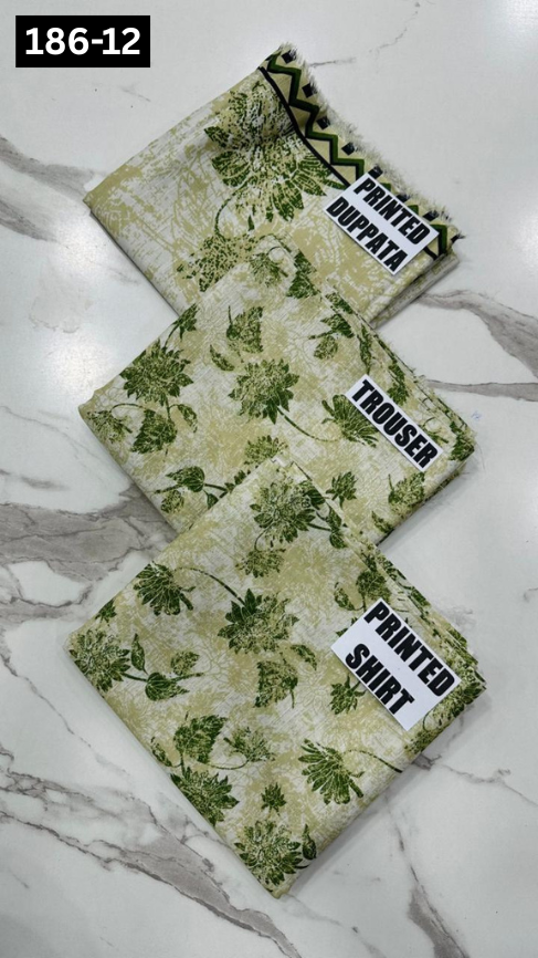 VOL 186 | DS 12 | DIGITAL PRINTED KHADDAR 3PC KHADDAR DUPATTA