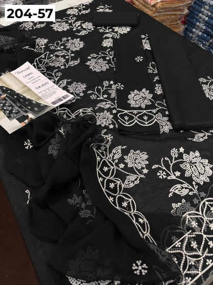 Vol 204 | DS 57 | LAWN EMBROIDERED THREE PIECE COLLECTION