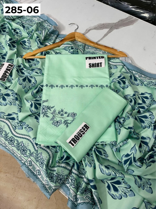 VOL 285 | DS 06 | NISHA BY SHANAYA | DIGITAL PRINTED 3PC STONE LINEN SHIRT, PRINTED TROUSER, PRINTED STONE LINEN DUPATTA