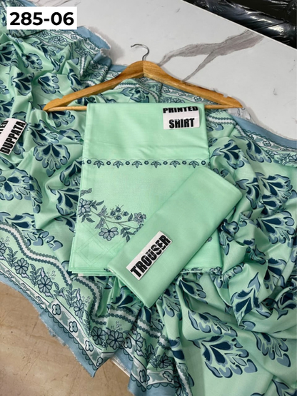 VOL 285 | DS 06 | NISHA BY SHANAYA | DIGITAL PRINTED 3PC STONE LINEN SHIRT, PRINTED TROUSER, PRINTED STONE LINEN DUPATTA