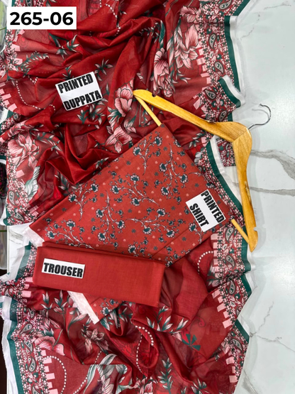 VOL 265 | DS 06 | LALA CLASSIC | DIGITAL PRINTED 3PC LAWN SHIRT, DYED TROUSER, PRINTED VOIL DUPATTA