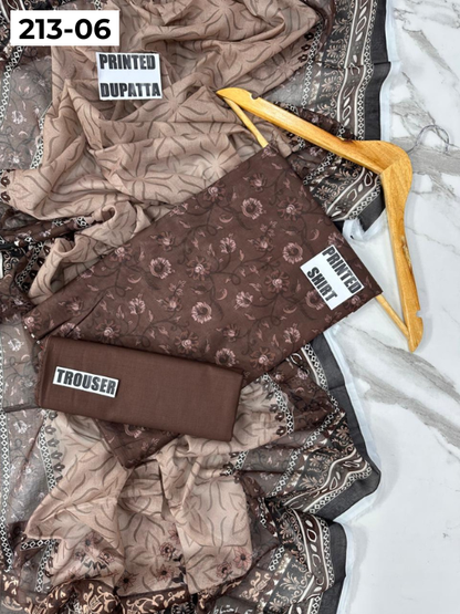 VOL 213 | DS 06 | SHANAYA LAWN DIGITAL PRINTED LAWN SHIRT PLAIN TROUSER VOIL LAWN DUPATTA