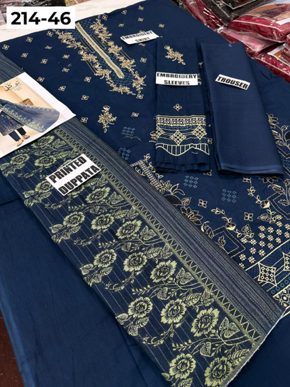 VOL 214 | DS 46 | LAWN LUXURY EMBROIDERED 3PC