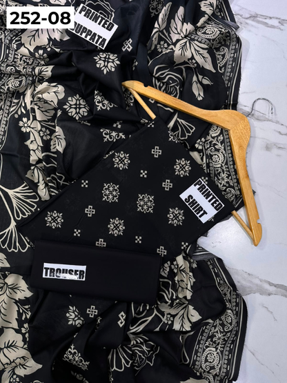 VOL 252 | DS 08 | Mirha LAWN | DIGITAL PRINTED LAWN 3PC PRINTED LAWN SHIRT PLAIN TROUSER PRINTED LAWN DUPATTA