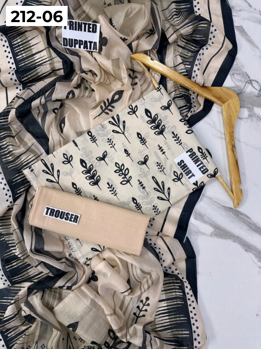 VOL 212 | DS 06 | DIGITAL PRINTED BANADORA LAWN SHIRT PLAIN TROUSER VOIL LAWN DUPATTA