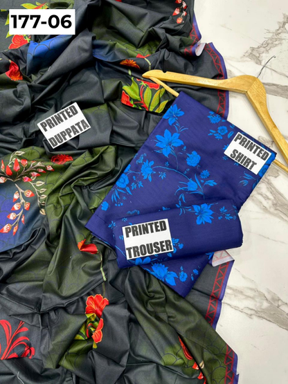 VOL 177 | DS 06 | DIGITAL PRINTED LINEN 3PC LINEN DUPATTA