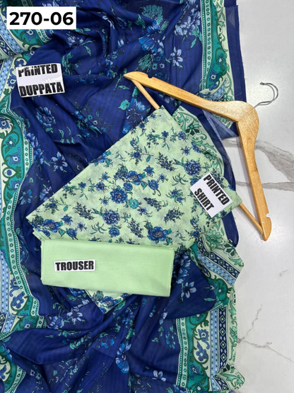 VOL 270 | DS 06 | Mirha LAWN |  DIGITAL PRINTED LAWN 3PC PRINTED LAWN SHIRT PLAIN TROUSER PRINTED LAWN DUPATTA