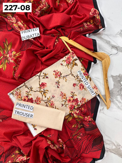 VOL 227 | DS 08 | DIGITAL PRINTED LAWN 3PC PRINTED LAWN SHIRT PLAIN TROUSER PRINTED LAWN DUPATTA