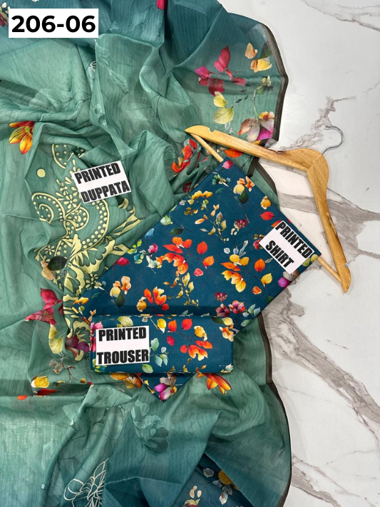 VOL 206 | DS 06 | DIGITAL PRINTED TANADORA LAWN 3PC VOIL LAWN DUPATTA