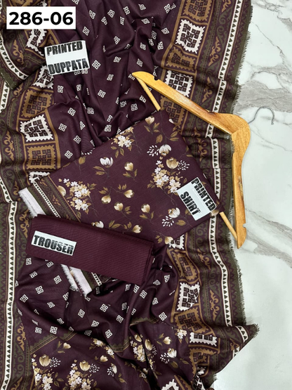 VOL 286 | 06 | BINSAEED | DIGITAL PRINTED 3PC KHADDAR SUIT | PRINTED SHIRT, TROUSER & DUPATTA