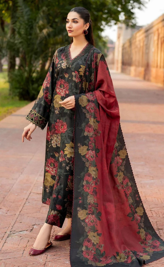 VOL 144 | DS 12 | DIGITAL PRINTED LAWN 3PC VOIL LAWN DUPATTA