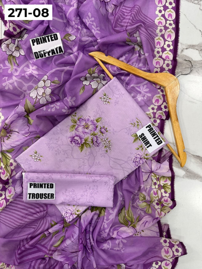 VOL 271 | DS 08 | Sana safinaz | DIGITAL PRINTED 3PC LAWN SHIRT, PRINTED TROUSER, PRINTED VOIL DUPATTA