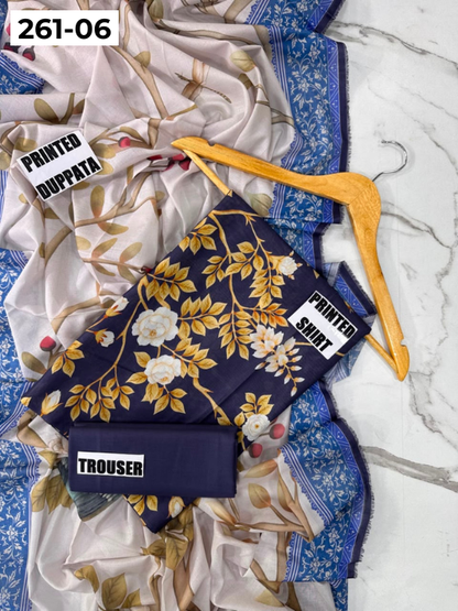 VOL 261 | DS 06 | m basics By Maria-B | DIGITAL PRINTED LAWN THREE PIECES