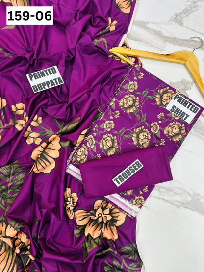 VOL 159 | DS 06 | DIGITAL PRINTED LINEN 3PC LINEN DUPATTA